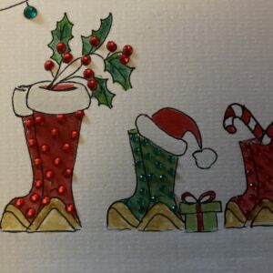 Hand painted personalised Christmas wellie picture