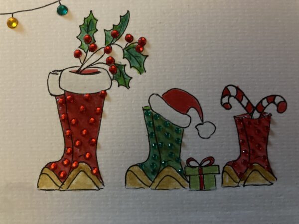 Hand painted personalised Christmas wellie picture - main product image