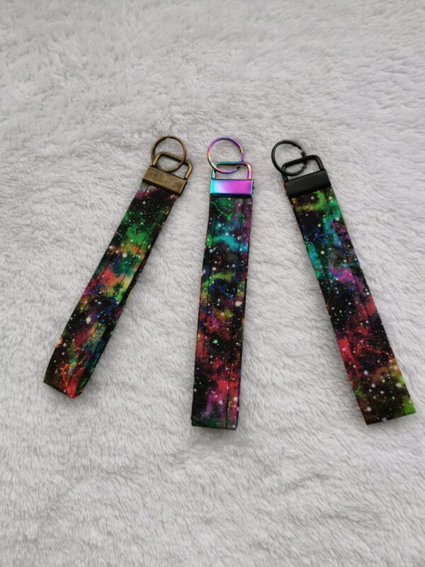 Aurora print key fob wristlet, Handmade key fob, Fabric key chain, Gift for stargazing lover - main product image