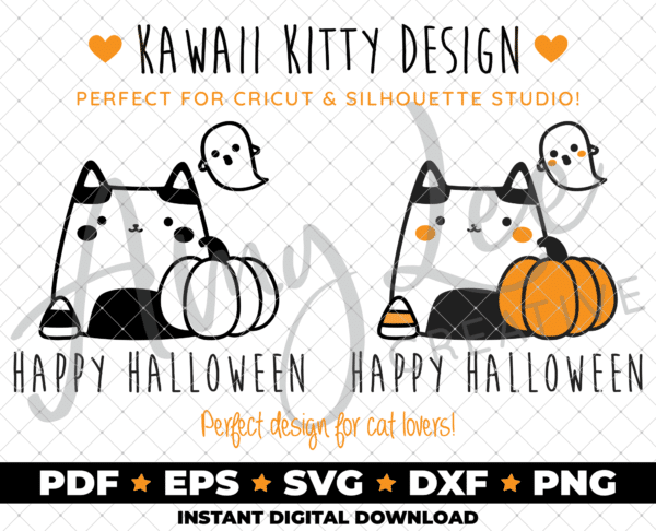 Kawaii Kitty Halloween – SVG, PNG, DXF & More! - main product image