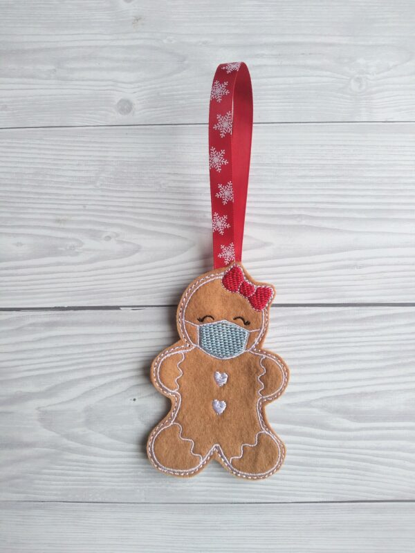 Gingerbread with face mask christmas decoration - product image 3