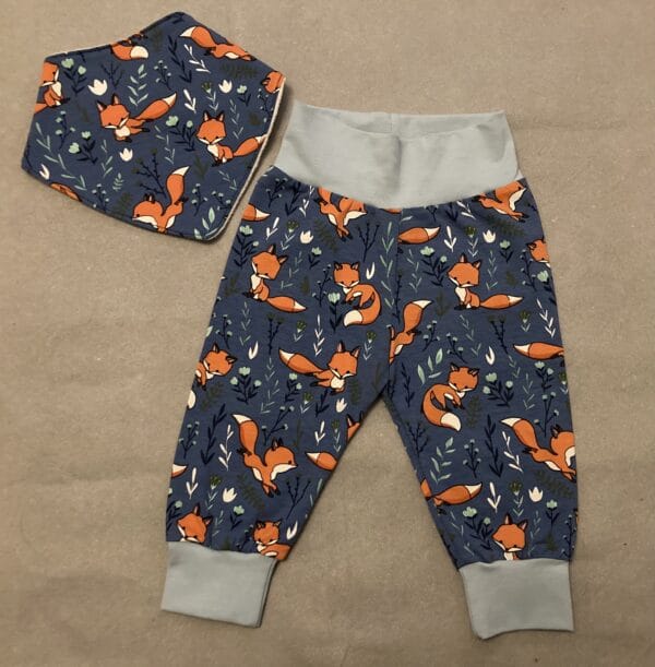 3-6 month foxes trouser and bib set - main product image