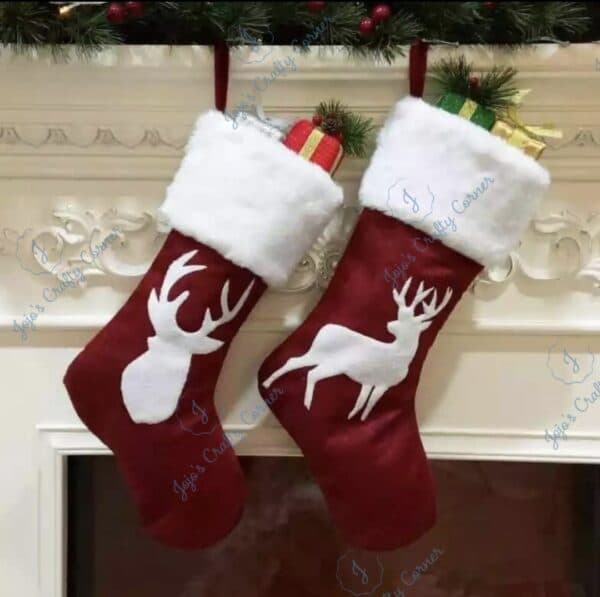 Personalised Christmas stocking with Stag Head applique - product image 3