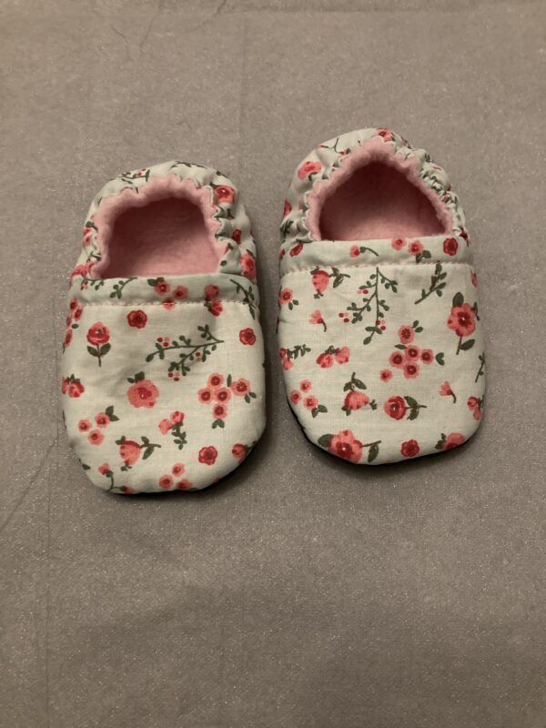 9-12 month soft sole shoes pink flowers - main product image