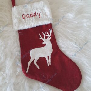 Personalised Christmas stocking with Stag applique: placeholder image (loading)