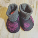 Baby booties made with Lenny lamb lace baby wrap scraps
