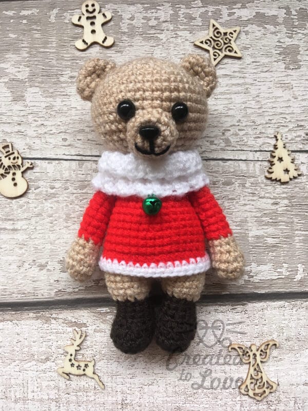 Teddy bear in Christmas jumper, birthday present, handmade gift, nursery decor - product image 4