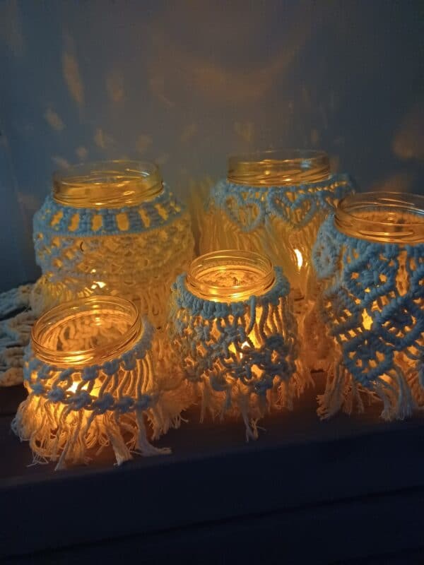 Handmade macrame jar lantern/candle holder - main product image