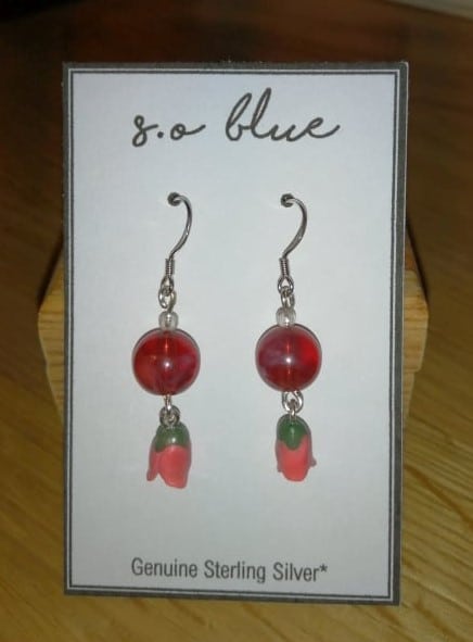[0006] Sterling Silver Polymer Clay Rose Hook Earrings - main product image