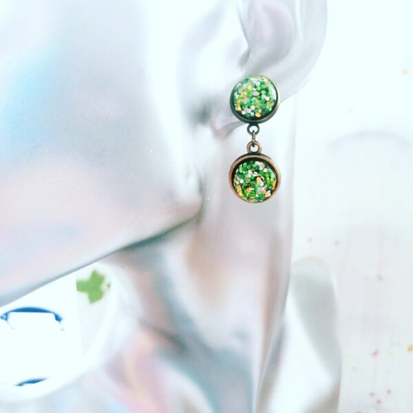 Green Glitter Earrings - product image 2
