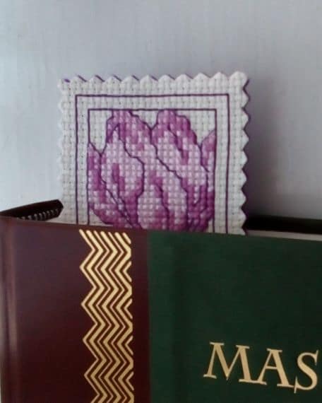 Purple Tulips Cross Stitch Bookmark - product image 2