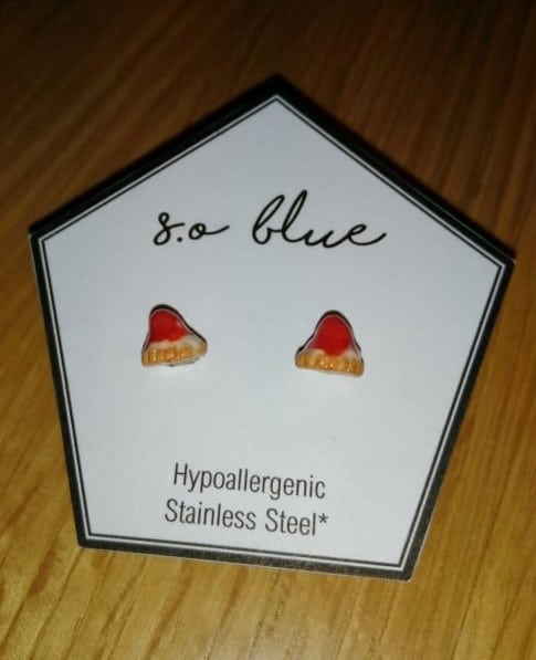 [0017] Stainless Steel Strawberry Tart Polymer Clay Stud Earrings - main product image