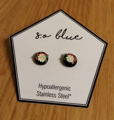 [0027] Stainless Steel Floral Polymer Clay Stud Earrings - main product image