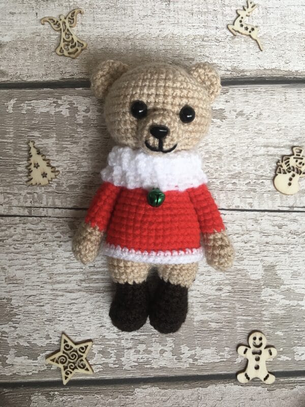 Teddy bear in Christmas jumper, birthday present, handmade gift, nursery decor - main product image