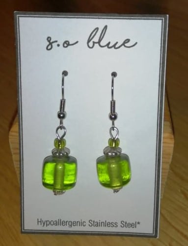 [0039] Stainless Steel Glass Drop Earrings - main product image