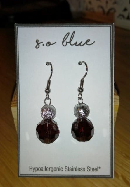 [0008] Stainless Steel Burgundy Stardust Hook Earrings - main product image