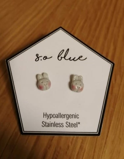 [0020] Stainless Steel Bunny Rabbit Polymer Clay Stud Earrings - main product image