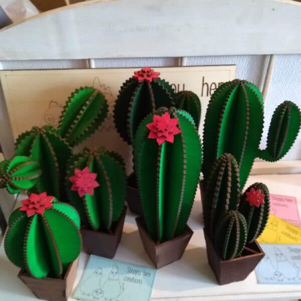 Forever cacti plants | Handmade and hand painted laser cut wood - main product image