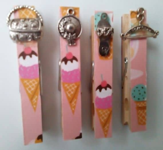 Ladies Accessories Themed Magnetic Pegs – Set of 4 – Hat, Flip Flop, Bag, Hanger – Ice Cream - main product image