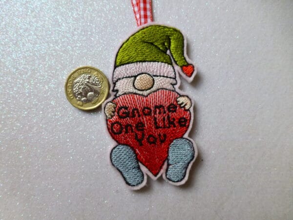 Gnome hugging heart valentine hanging decoration - main product image