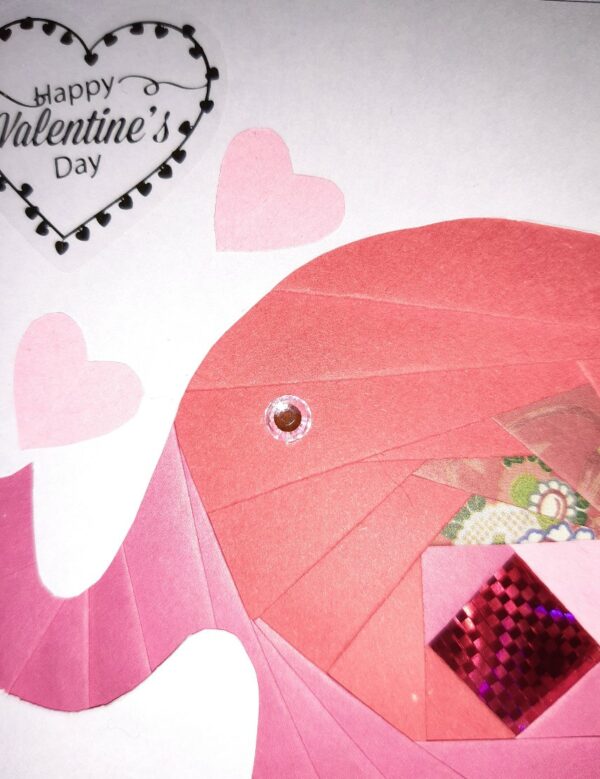 Valentine pink Elephant handmade card. - product image 2