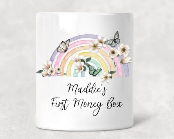 Personalised rainbow ceramic money box - product image 2