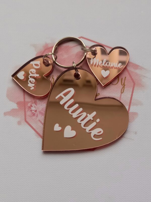 Personalised Auntie Keyring, Mummy, Nanny Grandma Heart Keyring - product image 3