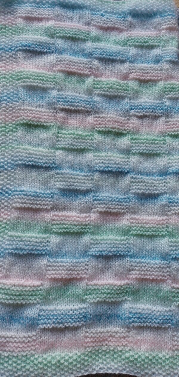 Hand Knitted Baby Blanket. Pastel - main product image