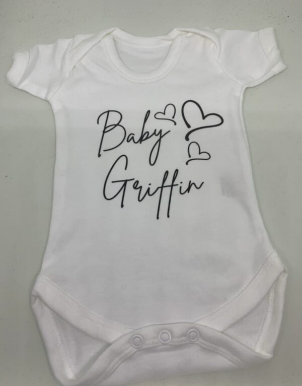 Personalised surname newborn baby bodysuit/vest, Pregnancy announcement - product image 3