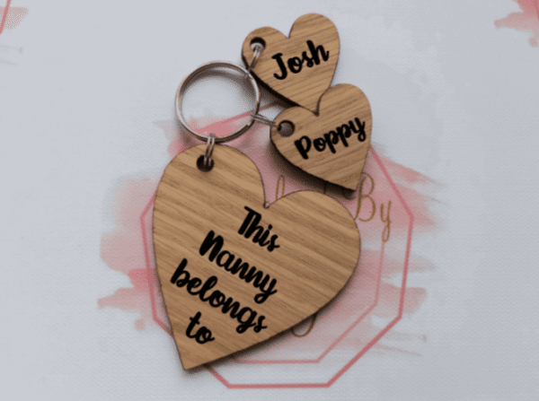 Personalised Nanny keyring, mummy, auntie, grandma heart keyring - main product image