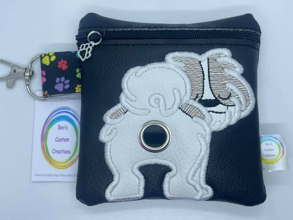Shihtuz embroidered poo bag dispenser