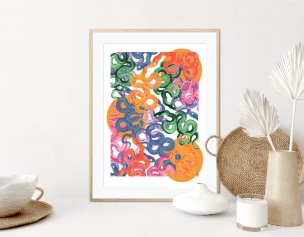 In The Garden – Snake Colourful Art Print - main product image