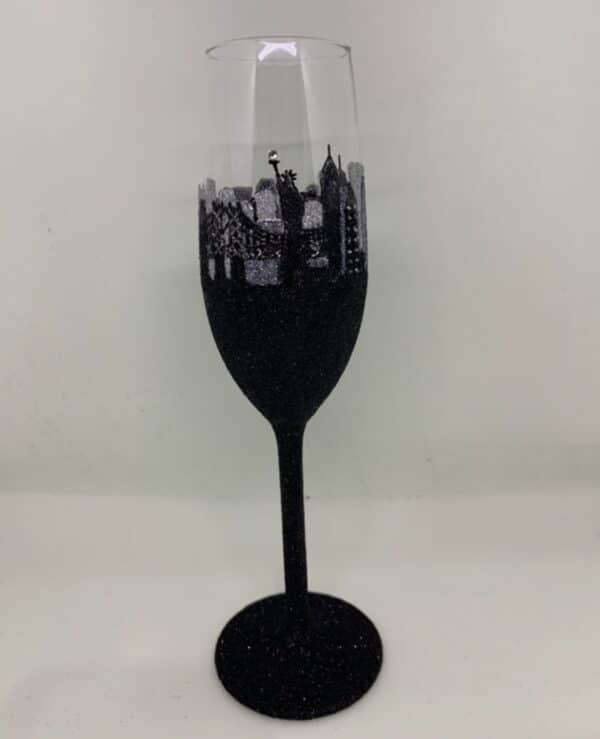 New York styling Independence Day glitter champagne flute - main product image