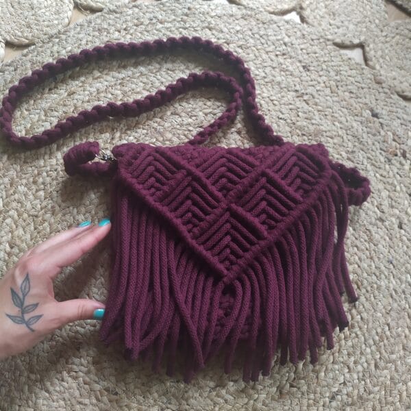 Macrame Bag, burgundy - main product image