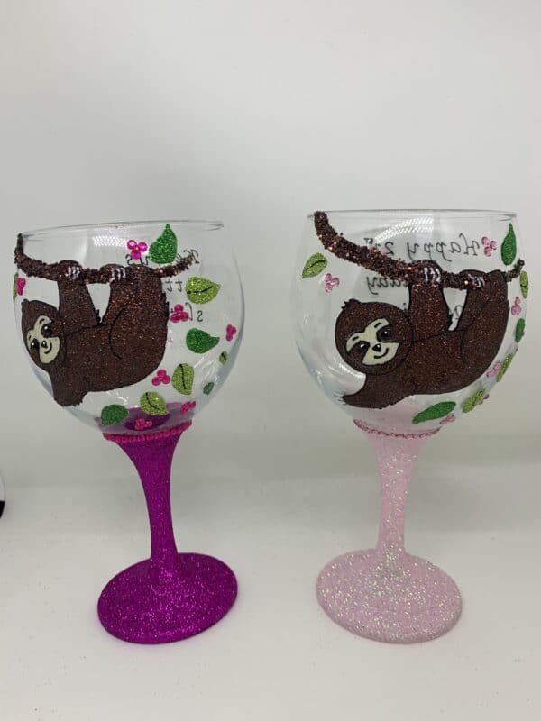 Sloth design gin or wine glass - main product image