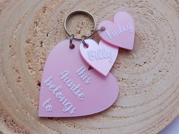 Personalised Auntie heart keyring, Mummy, Nanny, Grandma keyring - product image 2