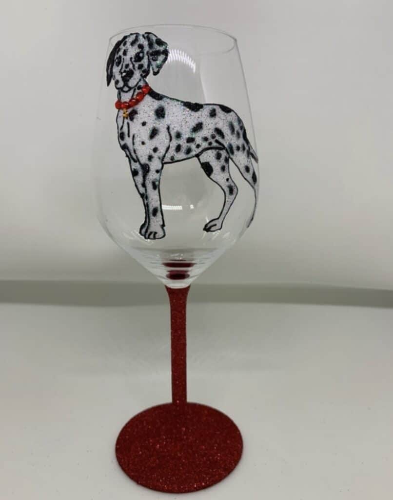 Dalmatian Design Glitter Wine Glass