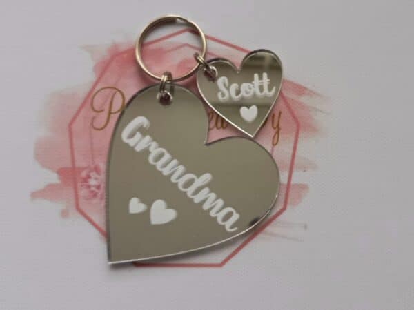 Personalised Grandma keyring, silver heart keyring, Mummy, Nanny, Auntie keyring - product image 2