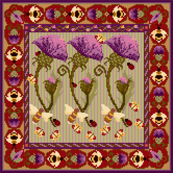 Thistle and Bee Tapestry Cushion Kit, Thistle and Bee Tapestry Hanging Kit by Animal Fayre Designs - main product image