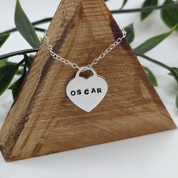 Personalised Name Heart Necklace 925 Sterling Silver Hand Stamped - product image 4