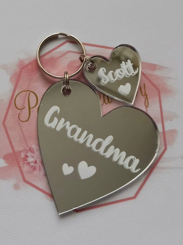 Personalised Grandma keyring, silver heart keyring, Mummy, Nanny, Auntie keyring - product image 4