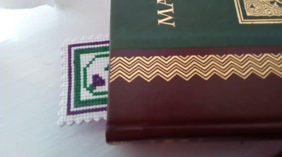 Flower Bookmark – Purple & Green Cross Stitch, Birthday Gift, Reading Gift, Book Gift, Bookmark - product image 5