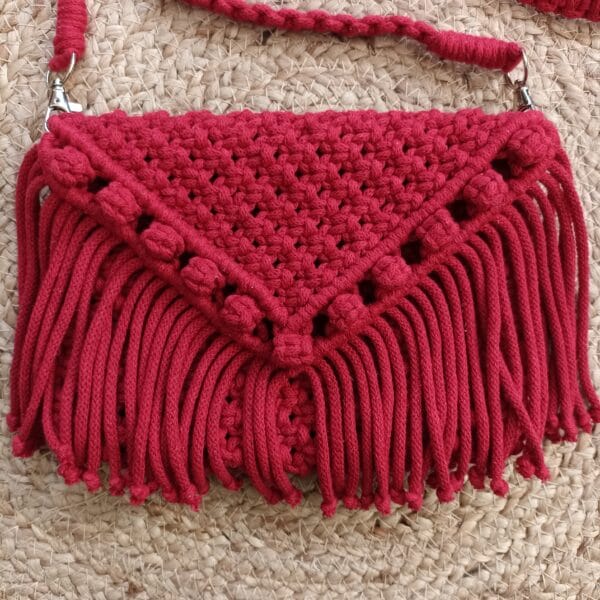 Macrame bag, red - product image 2