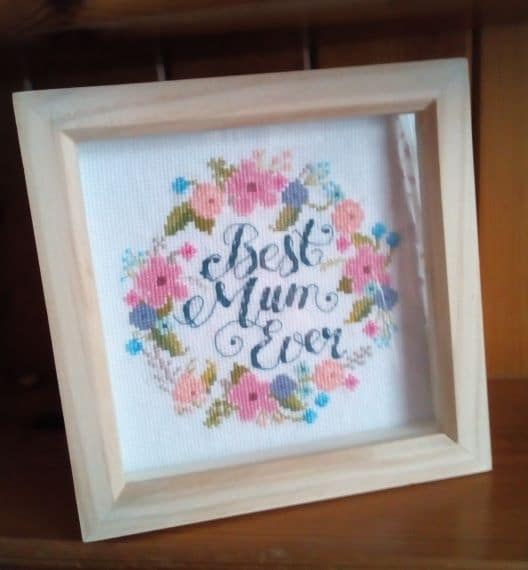 Best Mum Ever Framed Cross Stitch Picture – Mother’s Day, Birthday, Special Mum Gift - main product image