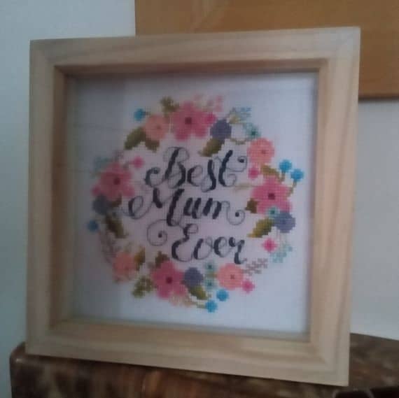 Best Mum Ever Framed Cross Stitch Picture – Mother’s Day, Birthday, Special Mum Gift - product image 2