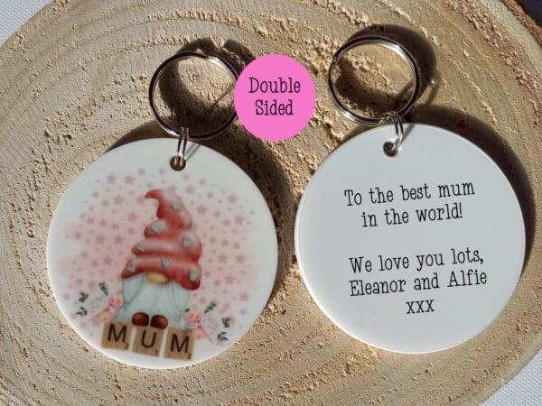 Personalised mum gnome keyring, mothers day gift - main product image