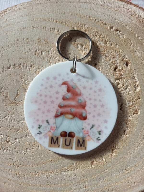 Personalised mum gnome keyring, mothers day gift - product image 3