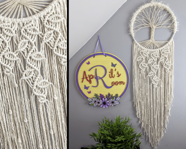 Tree of Life Macrame Wall Hanging, dream catcher, White, Boho, Macramé, Cotton Anniversary - main product image