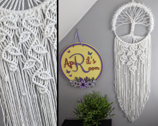 Tree of Life, Macrame, leaves, dream catcher, white, Boho decor, Macramé, Cotton Anniversary - main product image