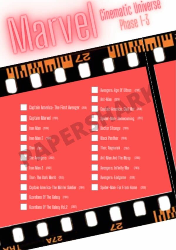 Marvel MCU Movies TV List Red Printable Bujo - product image 2